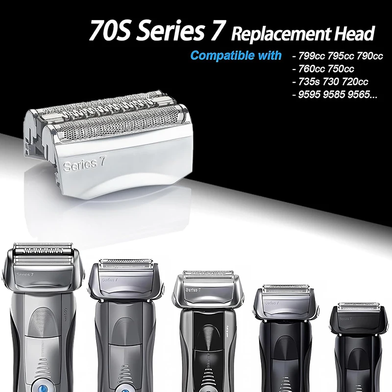 Electric Beard Shaving Replacement for Braun Razor Blade Series 7 70S 790cc 720 720s 740 Foil Shaver Head Cutter Head Mesh Cover