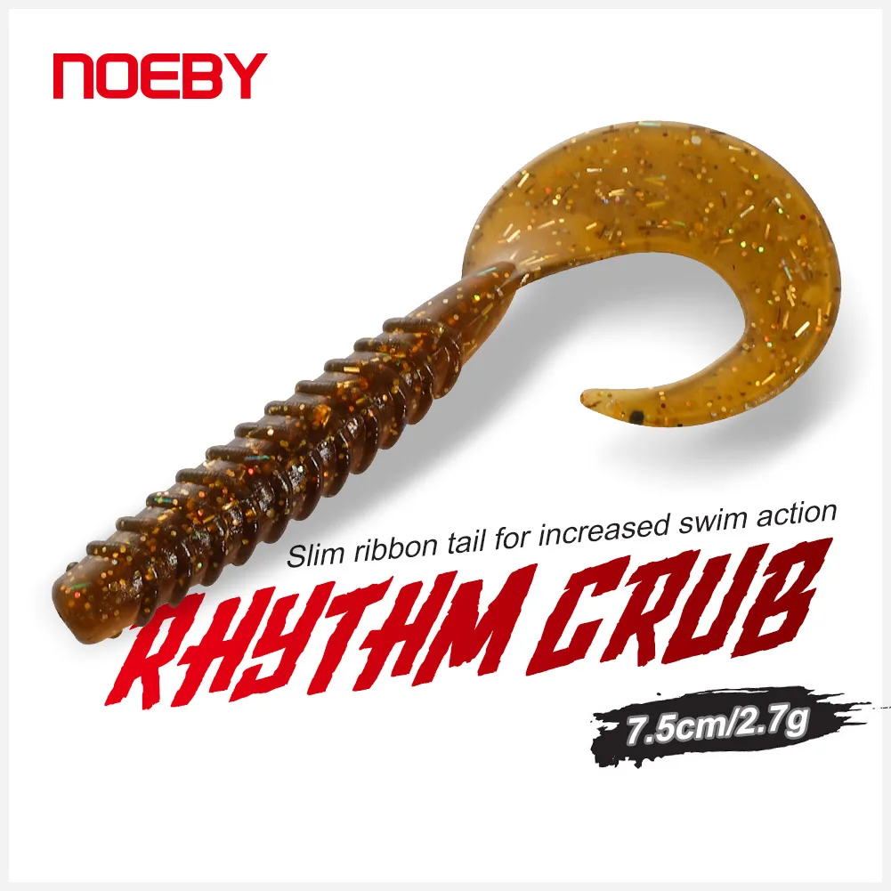 Noeby Soft Lure Worm Bait 7.5cm 2.7g Curly Grub Ribbed Silicone Bait Wobblers Rubber Swimbait Pike Perch Bass Fishing Tackle