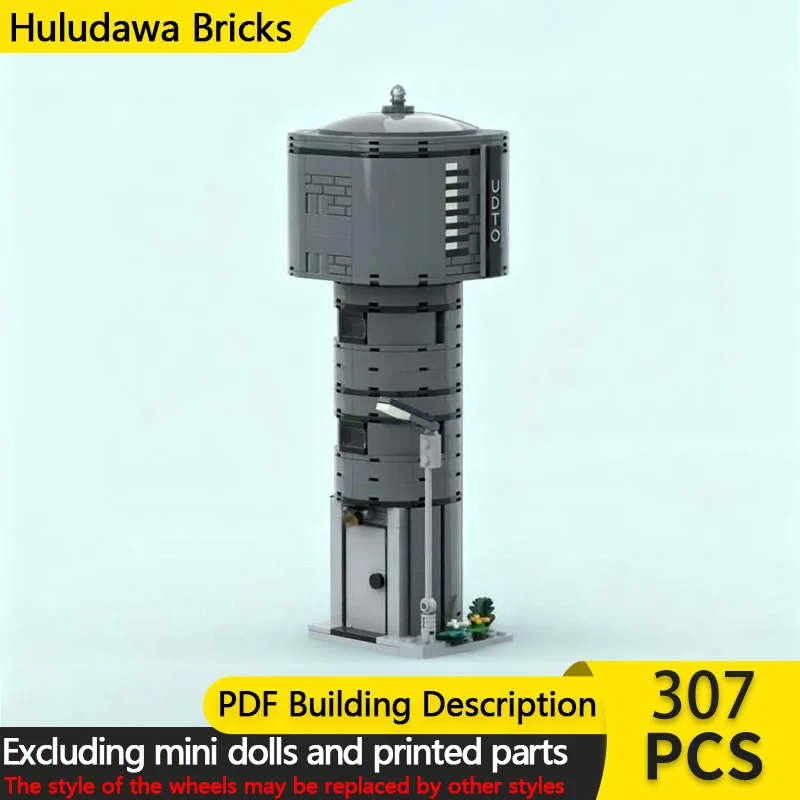 

Модель City Street View MOC, строительные кирпичи, шпилька, водяная башня, танк, модульная технология, детские праздничные подарки, сборка игрушек, костюм