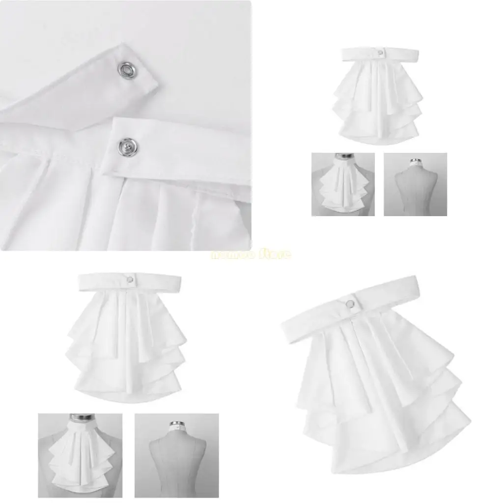 31BF Renaissances Jabot Tie White كشكش طوق الرقبة ملحق للأزياء التاريخية