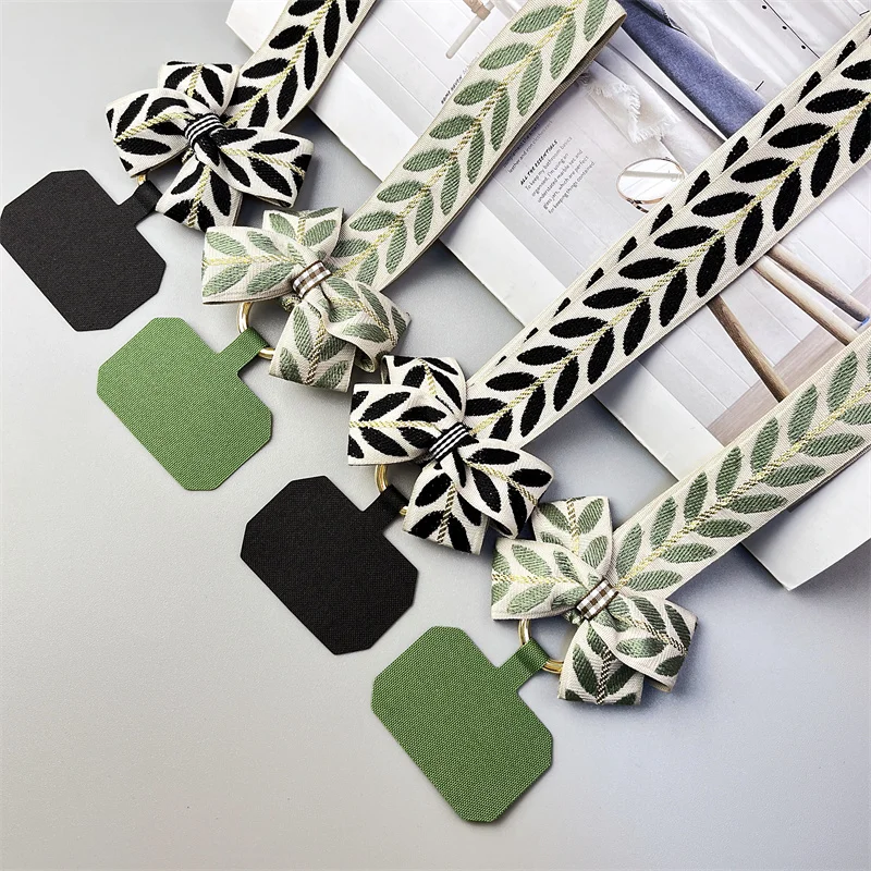 bow Mobile Phone Lanyard Crossbody Card Neck Cord Clip Hang Lanyard Hanging Ornaments Charm Anti-lost Lanyard Hand and foot