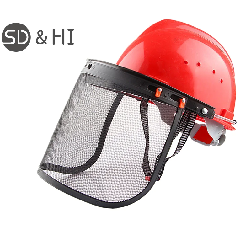 1PC Garden Grass Trimmer Safety Helmet Hat With Full Face Mesh Protective Mask For Logging Brush Cutter Forestry Protection