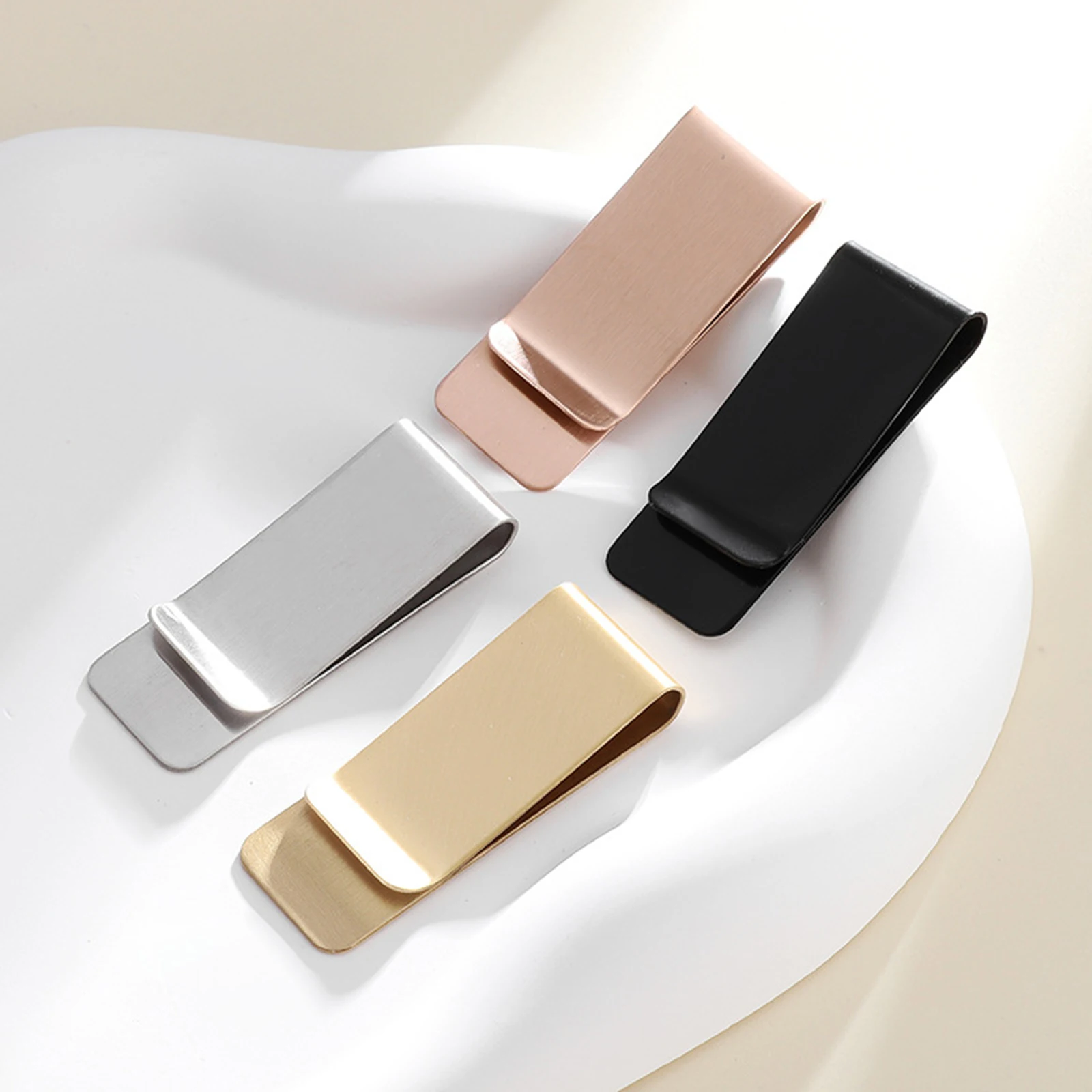 Engravedd Stainless Steel Money Clip Cash Clamp Holder Portable Wallet Dollar Card Clip Business Banknote Folder for Men Women