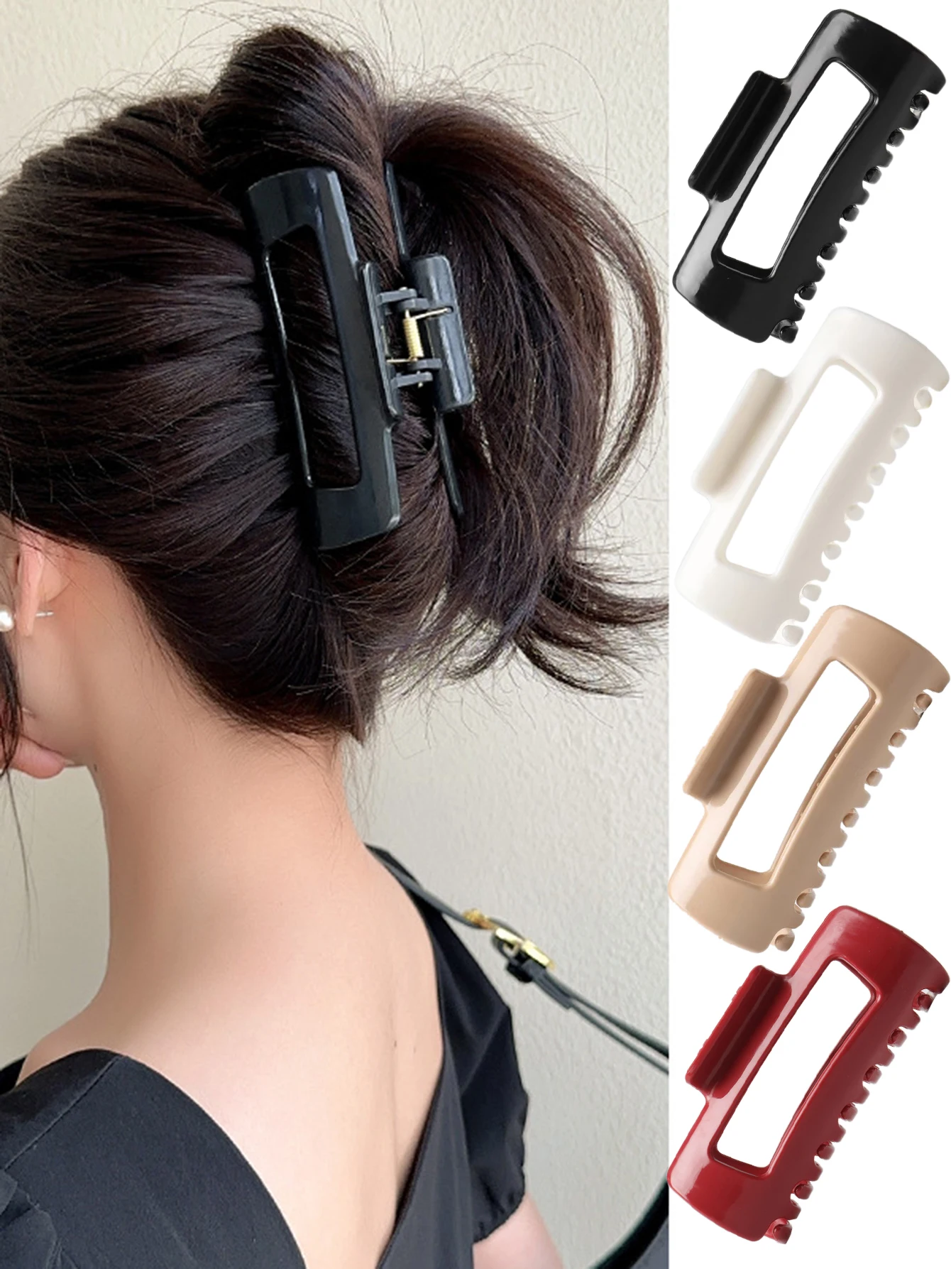 4 Uds. Pinza cuadrada calada de silicona para el cabello para mujer, nueva horquilla, peluquería diaria, accesorios para el cabello para fijación