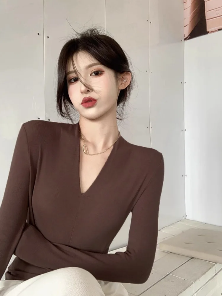 

Рубашка для отдыха в гонском стиле Dralon с внутренними плечами и длинными рукавами, женская осенне-зимняя облегающая рубашка с воротником для девочек