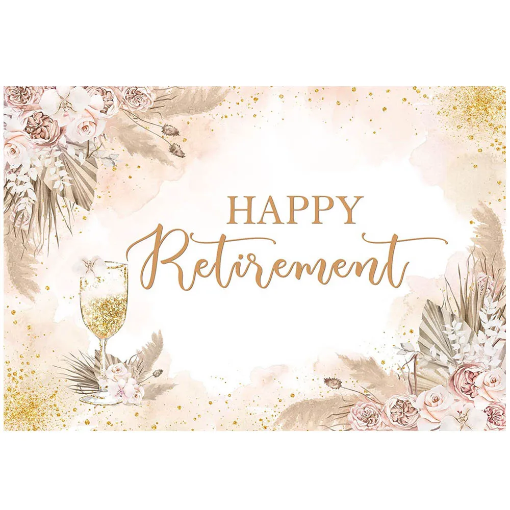 Mocsicka Happy Retirement ฉากหลัง Boho ดอกไม้ Pampas Grass ผู้หญิงเกษียณอายุ Party Decor ภาพครอบครัวพื้นหลัง Photo Studio