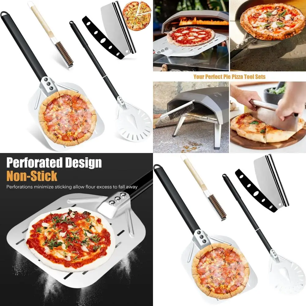 

Набор для пиццы Essential из 4 предметов: 12 перфорированных кожухов, 9 поворотных кожухов, щетка для духовки, рокерный резак и лопаточка для домашних пиццы