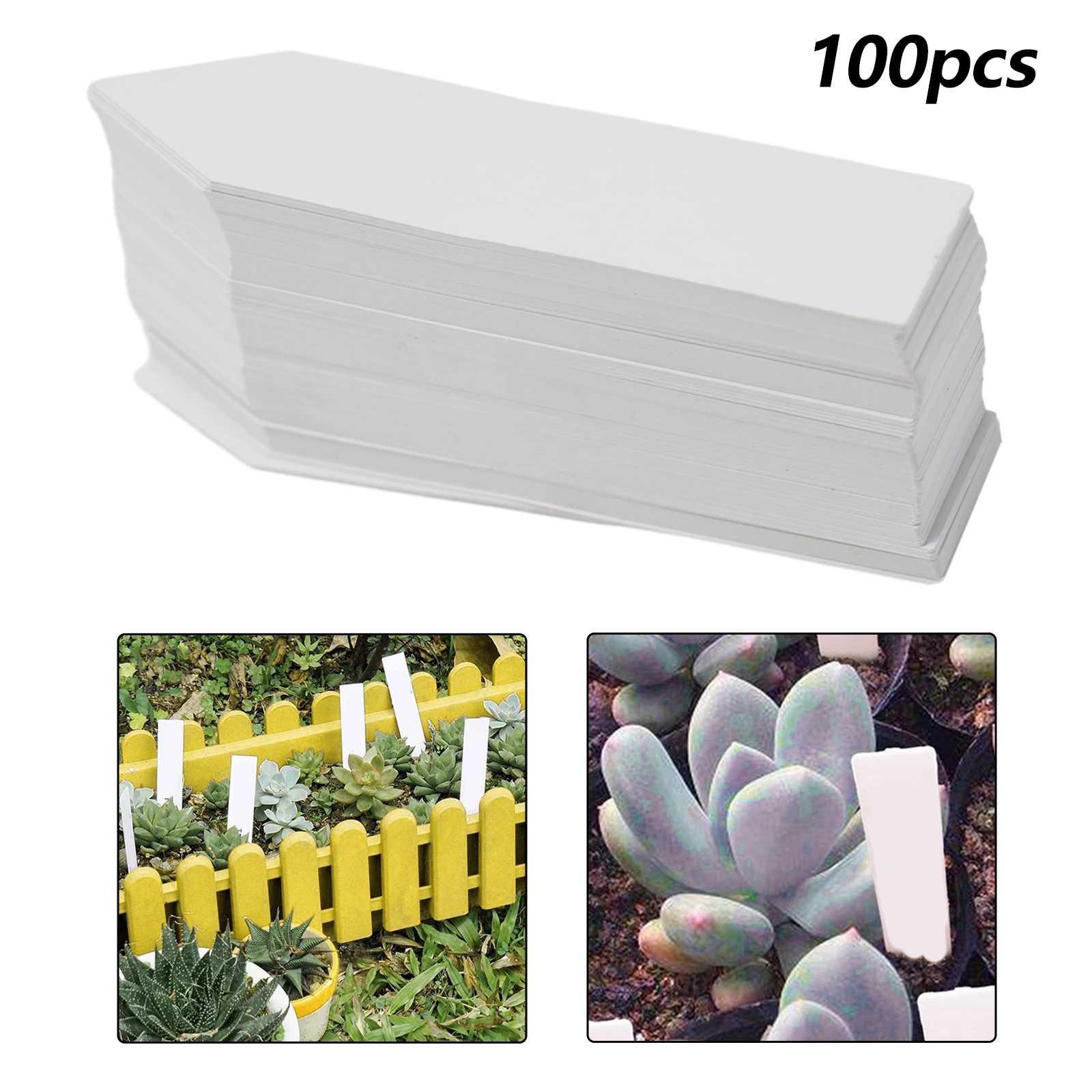 100Pcs Plastic Plant Labels Tags 10x2cm Reusable Garden Plant Sign Tags Plants Pot Identification Labels White Marker Card
