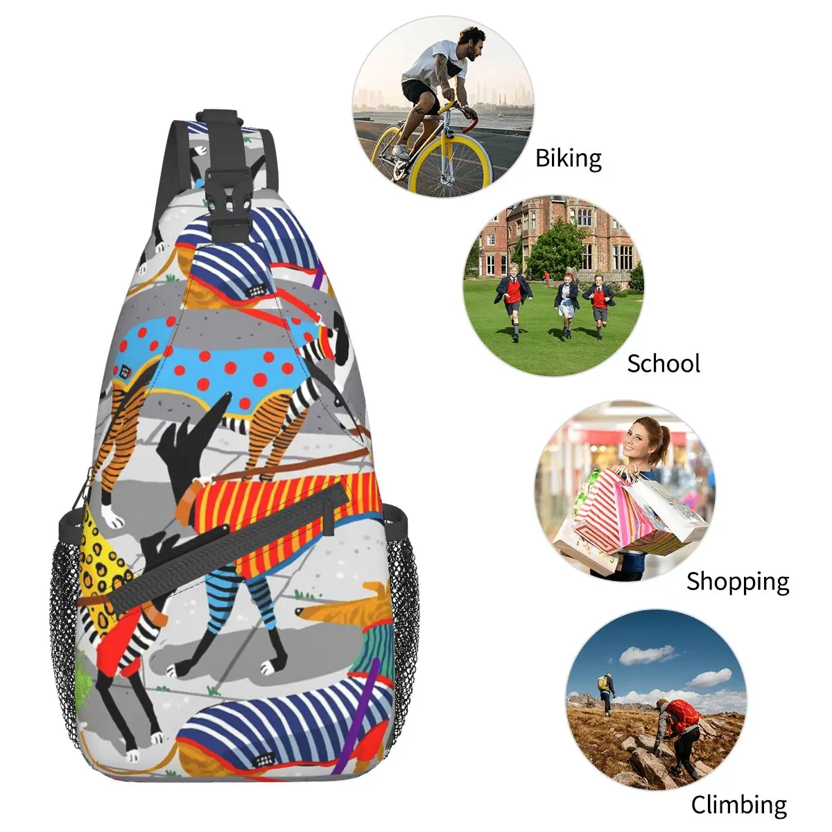 Windhund Whippet Cross body Schulter tasche Mode Brusttasche Hund Hund Schulter Rucksack Tages rucksack Wandern Reise Sport Bücher tasche