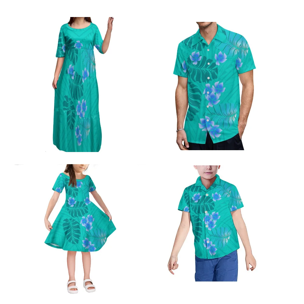 Polynesian Family Gathering Party Set, Saia bonito do bolo, Pai filho Camisa de bolso, Samoa Custom Art Print Família Set, Mãe e filha