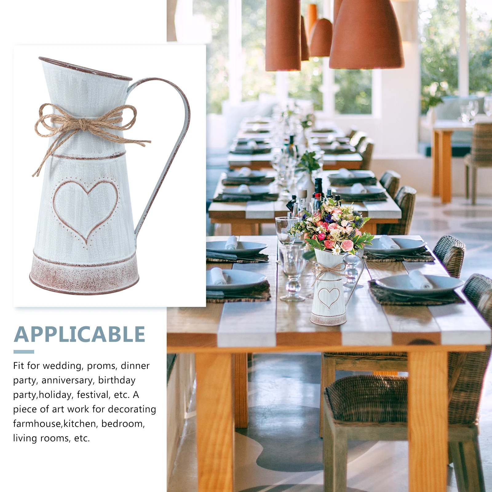 

Heart Shaped Flower Vase Iron Decorative Floral Arrangement Bouquets Table Centerpiece Home Office Decor Gift for Wedding Party
