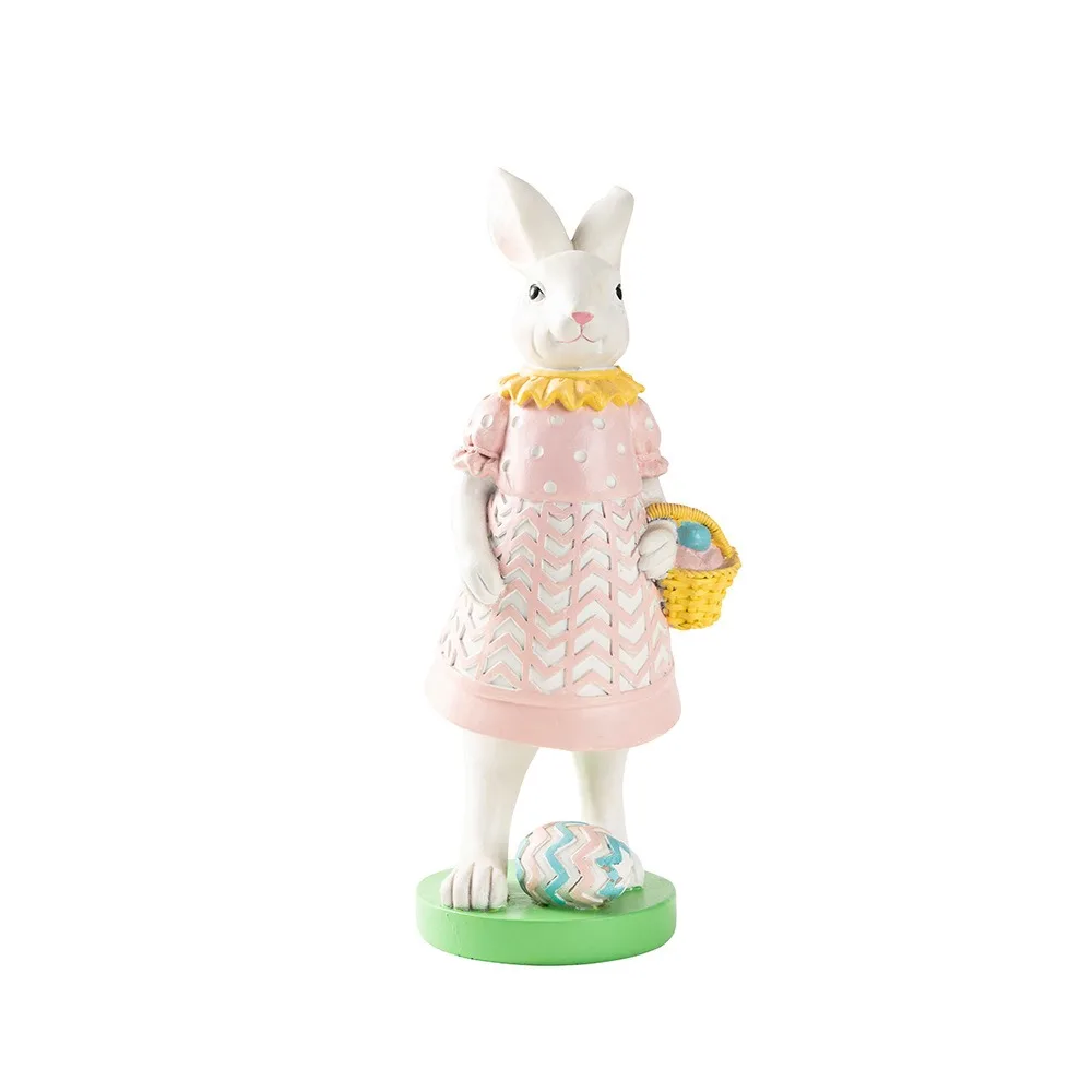 

Мультяшный пасхальный кролик, яйцо, фигурки, изделия из смолы, реалистичное яйцо, кролик, орнамент, ремесленная милая скульптура животного