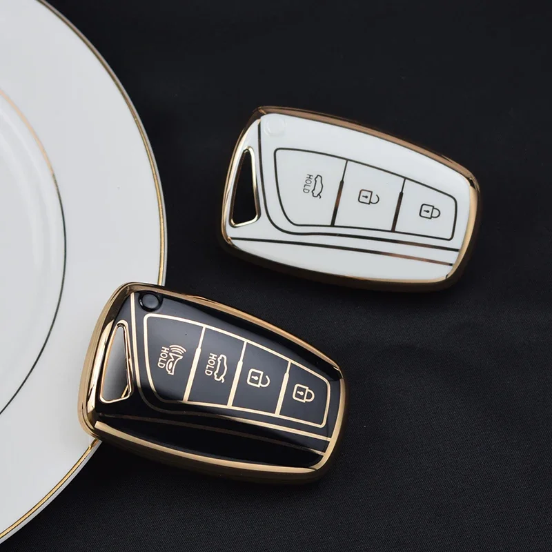 TPU Car Key Case Shell Cover Fob For Hyundai Santa Fe Sport Ix45 Equus Centennial Genesis G80 Grandeur Azera 2013-2016 Keychain - Image 3