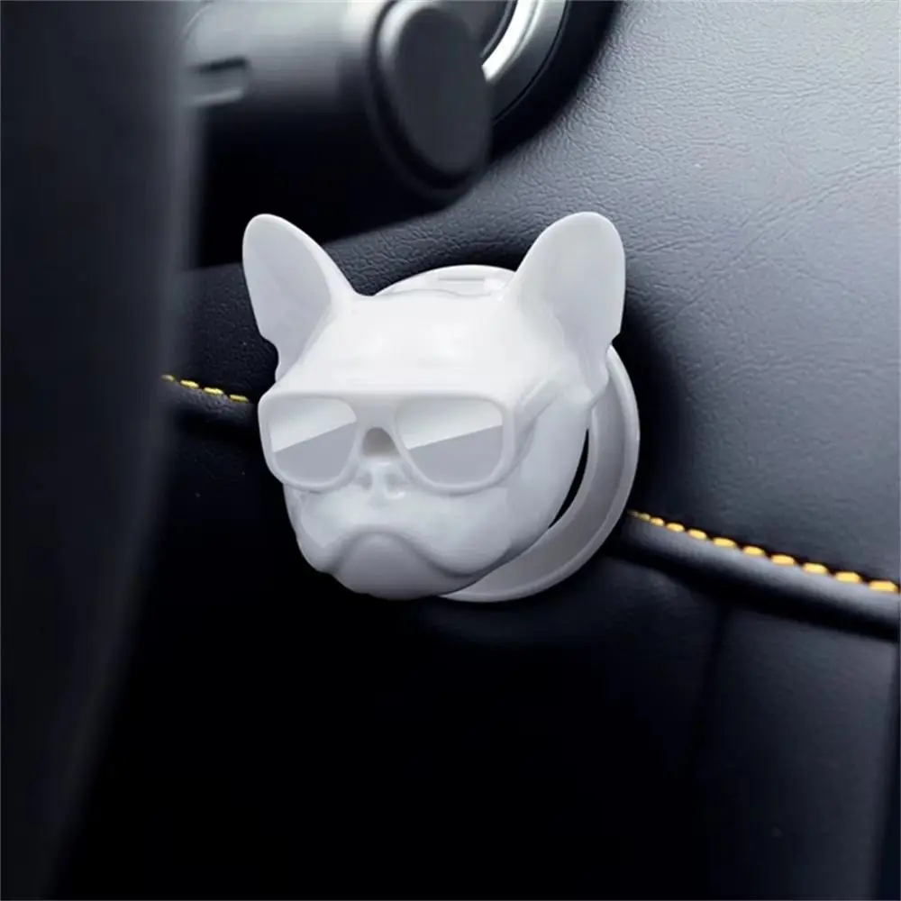 New Cartoon Car Engine Start Button Cover 3D Multicolor Switch Decorative Cool French Bulldog Trim Sticker Car