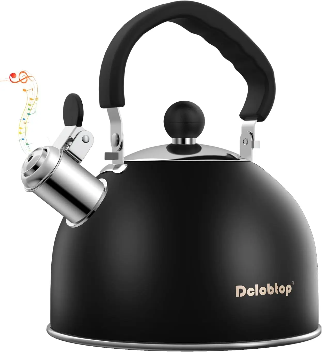 

Premium Stainless Steel Tea Kettle, 2 Quart Stovetop Teapot with Loud Whistle & Ergonomic Handle for Hot Water, Tea, Coffee