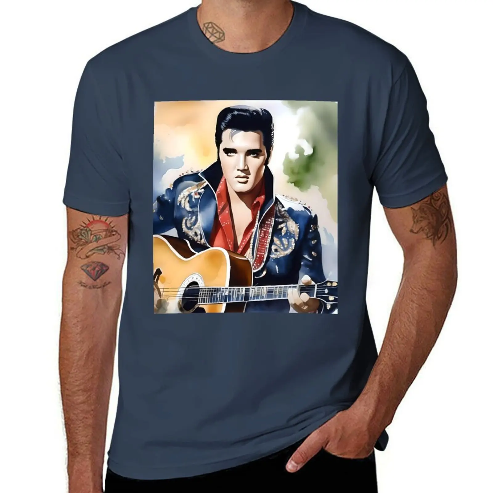 

Memories of Memphis The King's Birthday Portrait A T-Shirt funny t shirts cotton t shirt man casual t shirt custom print T-Shirt