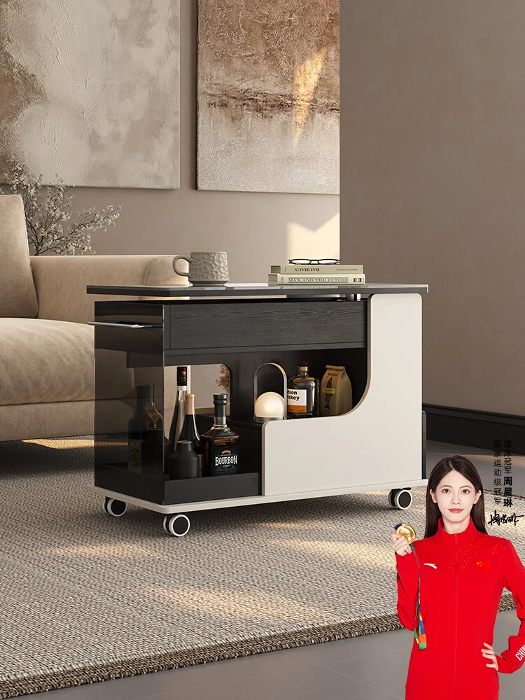 رفع طاولة القهوة القابلة للإزالة أريكة الجانب الجانب خزانة جانبية غرفة المعيشة عربة الوجبات الخفيفة الفاخرة الراقية طاولة السرير الإبداعية #1