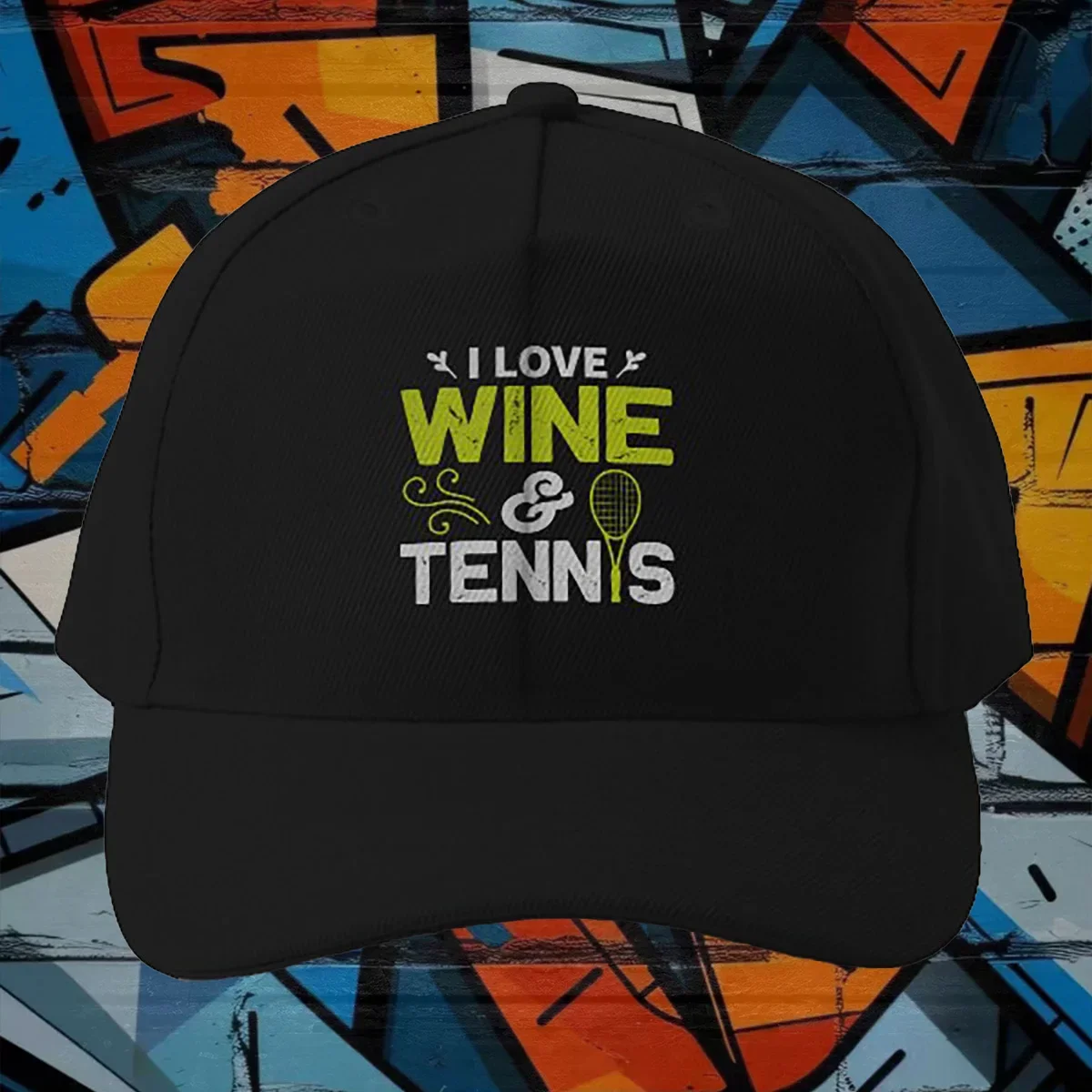 

I Love Wine & Tennis Baseball Cap