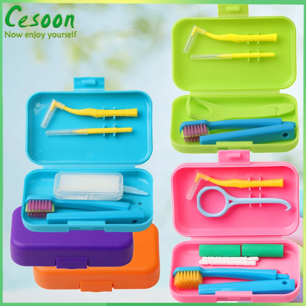 

4Pcs Dental Orthodontic Cleaning Kit Portable Travel Teeth Cleaning Box Dentist Products Dental Care Kits Oral Hygiene Tools Set