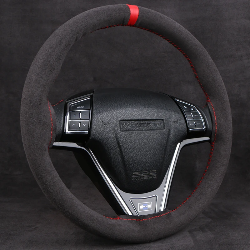 

Universal 38CM Suede Leather Car Steering Wheel Cover Hand sewing Steering Wheel Covers Soft Comfortable Black Wear resistant