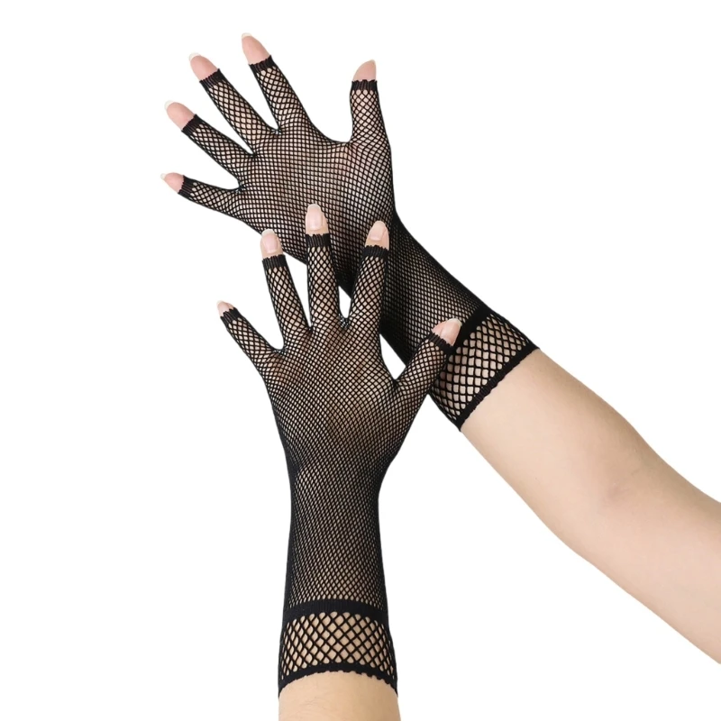 Nightclub Fishnet Gloves Party Christmas Half Finger Gloves for Concert Drop Shipping