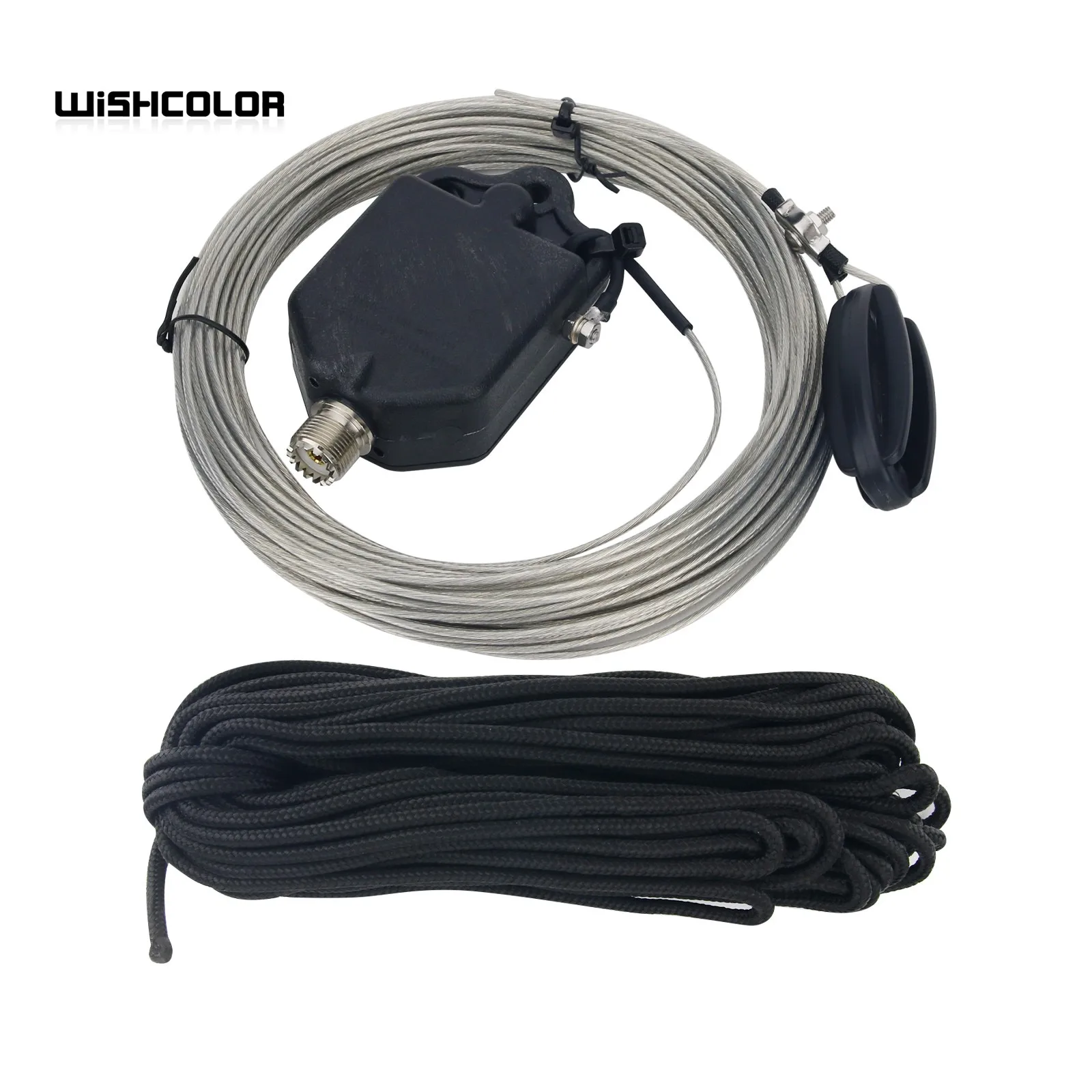 Wishcolor JYR4010-60W 저전력 단파 안테나, 4 밴드 엔드 피드 안테나, 1:64 발룬, 10, 15, 20, 40 계량기 