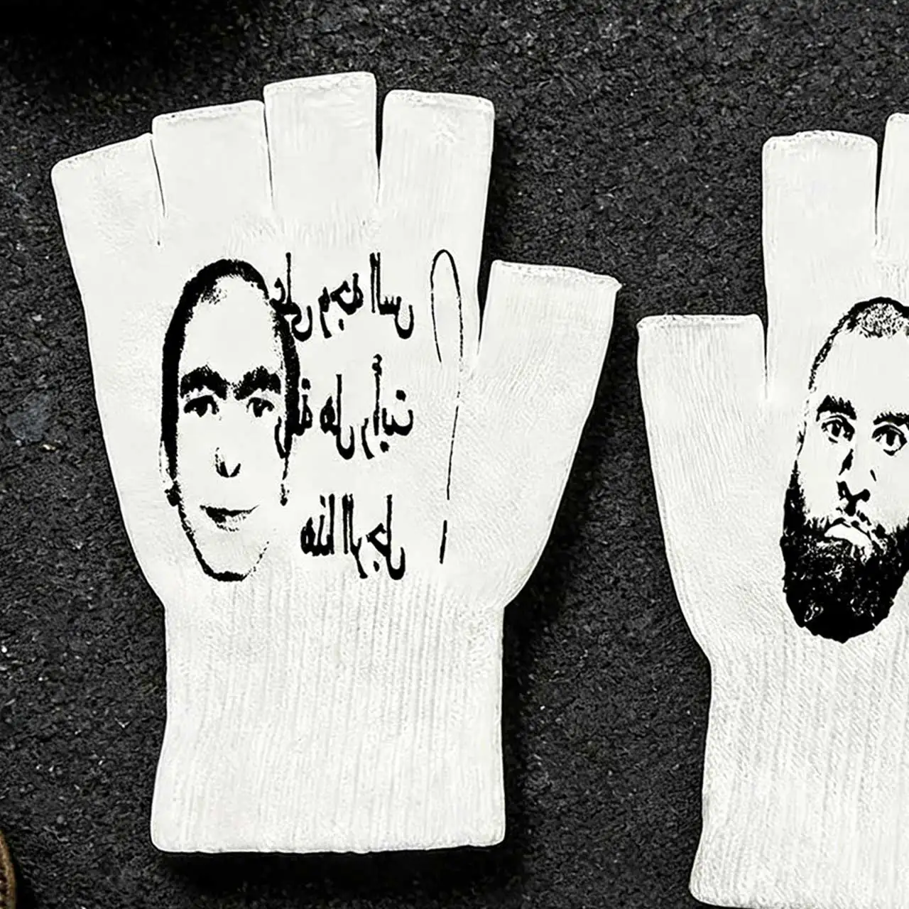 Y2K Retro Printed Fingerless Gloves - High Street Knitted Touchscreen Gloves Ins Trendy Same Style view 2
