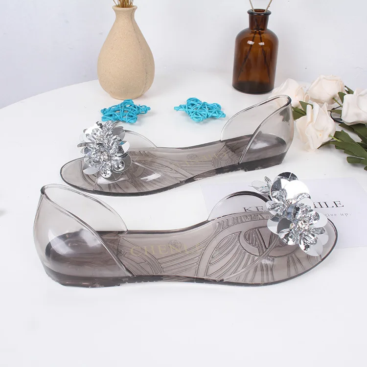 2026 Sommer Damenschuhe Sandalen Pantoletten Prinzessin Schleife Kristall Transparente Jelly Weiche Schuhe Femme Flache Strandsandalen für Damen – Detail 9