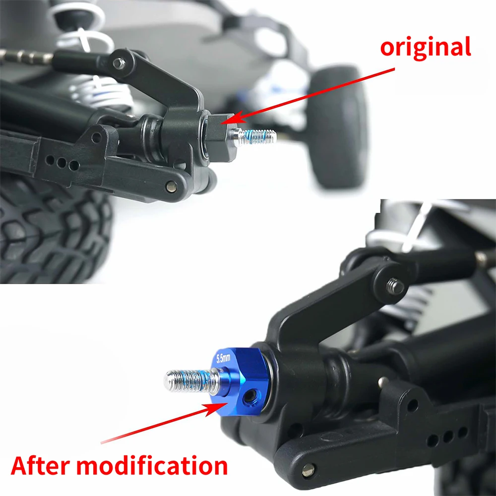 MIBIDAO อลูมิเนียมพวงมาลัยชุด 7 มม./5.5 มม.ล้อ Hex Seat Mount สําหรับ 1/10 Slash 2WD RC รถอะไหล่อัพเกรด