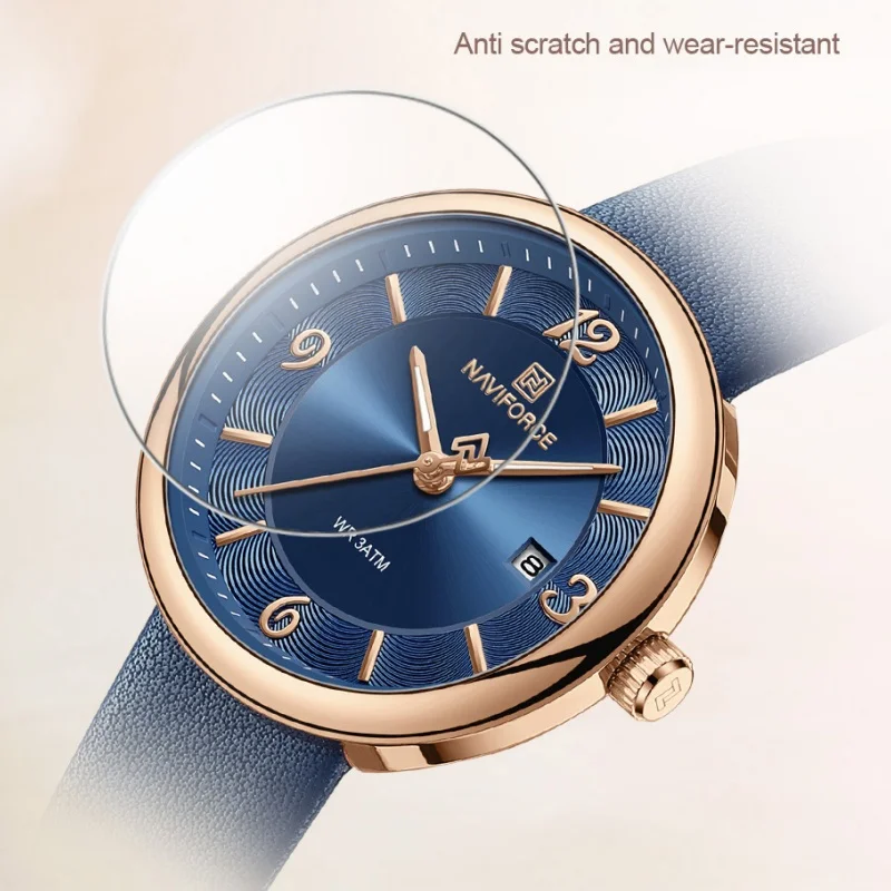 NAVIFORCE New Women Daily Quartz Watch Lightweight Floral Dial 3ATM Waterproof PU Strap Elegant Lady Wristwatch Relogio Feminino view 5