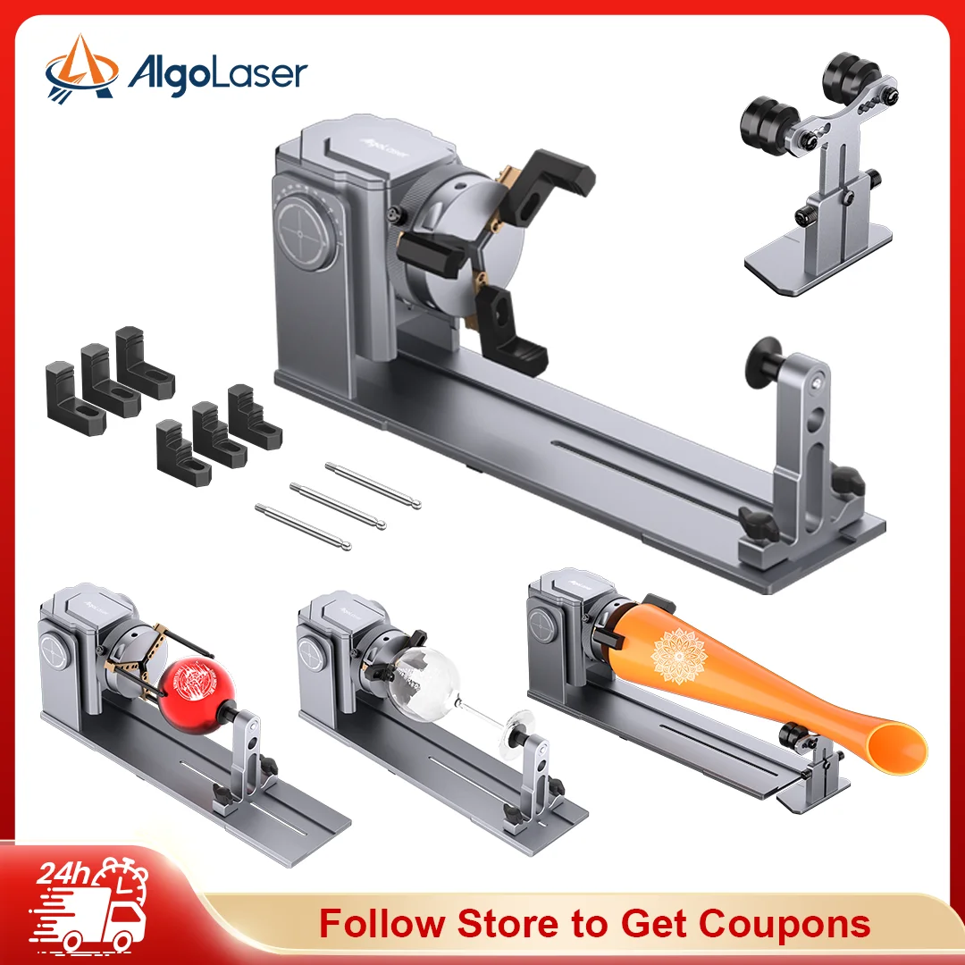 

AlgoLaser ARC Rotating Chuck Claws Rotary Axis For Laser Engraver For Irregular Spherical and Cylindrical Objects 180° Rotating 1-80mm