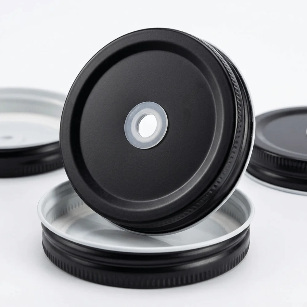 10Pcs Metal Metal Hole Reserved Tube Opening Sealed Leakproof Sealing Lid Round Shape Elastic Silicone Seal Ring