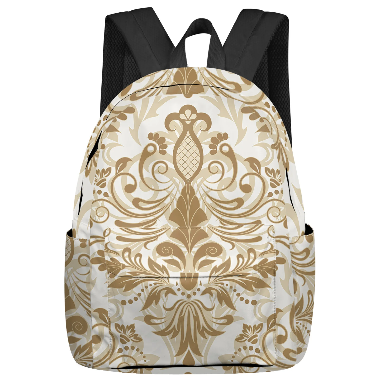 Ethnic Pattern Flower Leaves Texture Backpack Teenagers Student School Bags Laptop Custom Backpack for Men Women Travel Bag