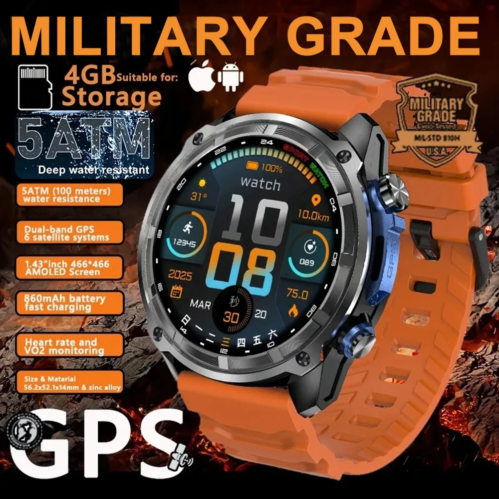 

НОВЫЕ DT G1 Встроенные двухдиапазонные GPS Смарт-часы Мужские умные часы Карта Компас Высотомер Барометрические 3ATM Водонепроницаемые часы AMOLED HD