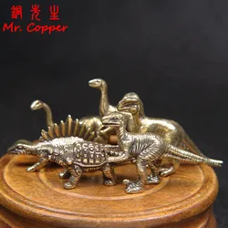 6 Styles Brass Jurassic Dinosaur Small Statue Office Desktop Ornaments Tea Pets Crafts Animal Figurines Miniatures Children Toy