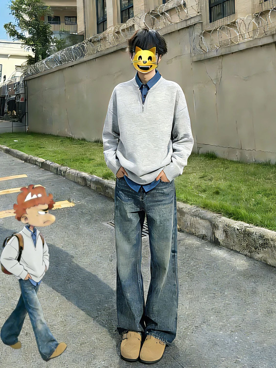 

American Retro Blue Straight Leg Men's Jeans Waed Outdated Slim Fit Long Leg Effect Narrow Version Casual Comfortable