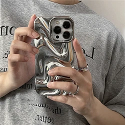 Fashion 3D Stereo Crease Texture Phone Case For iPhone 15 14 13 12 11 Pro Max 14Pro Trend Style Shockproof Protection Back Cover