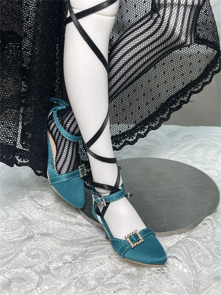 In Stock BJD/SD Shoes 1/3 1/4 High Heels Girls Silk Pointy One-button High Heels Multi-colored BJD Doll Accessories