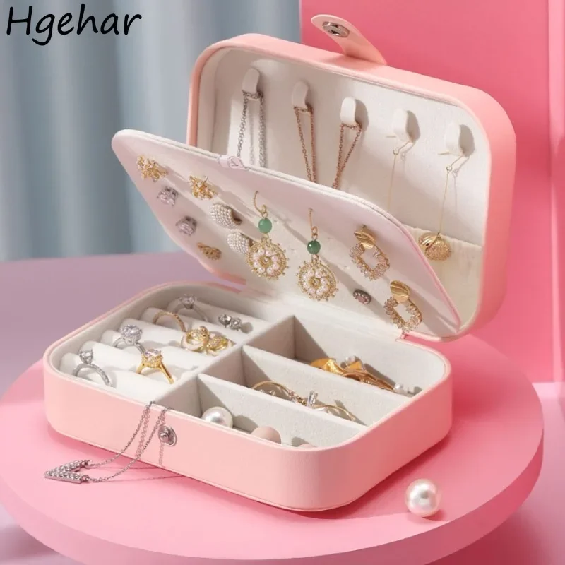 Leather Jewelry Storage Boxes Travel Organizer Earring Necklace Ring Case Anti-oxidation Water-proof Display Simple Desktop New