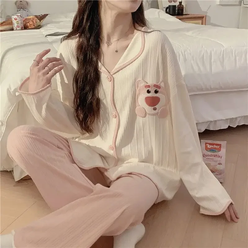 Sanrio Kuromi Cinnamoroll Cartoon Pajama Y2k Cute Fashion Sleepwear Set Woman 2pcs Long Sleeve Home Suit Female 2023 New Pyjamas