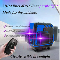 8/12/16 Lines 4D Purple Line Laser Level 360 Self-leveling Horizontal And Vertical Super Powerful Purple Lines Laser Level Tools