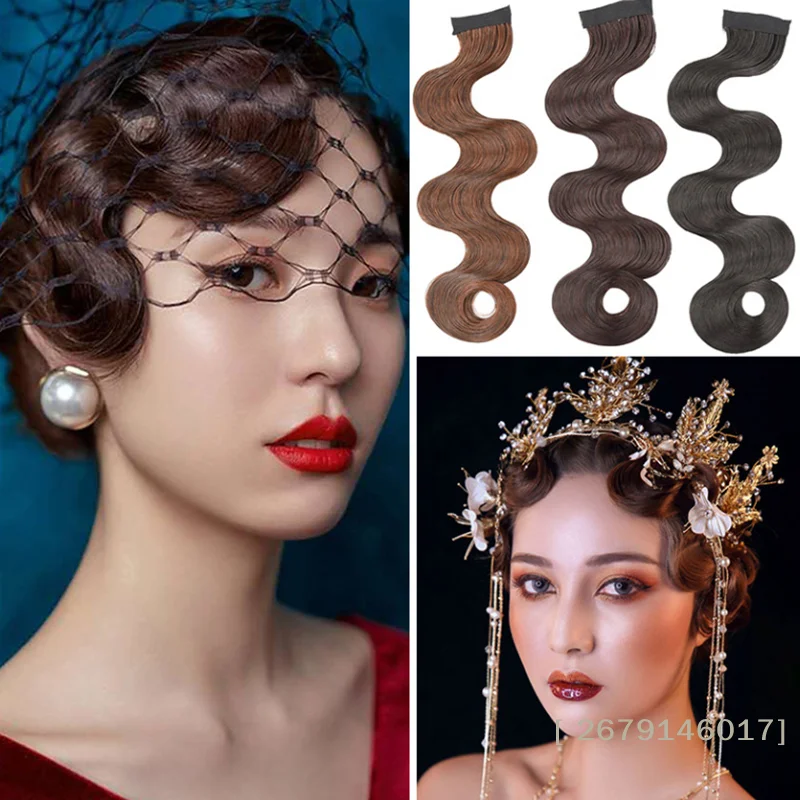 【YY26】Synthetic Vintage Hand Pushed Ripple Fake Bangs Republ