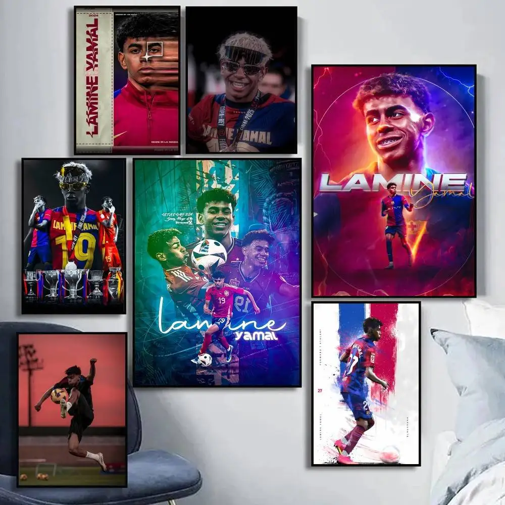 1PC L-Lamin Football Star Y-Yamal Poster Selbstklebende Kunst Wasserdichte Papier Aufkleber Kaffee Haus Bar zimmer Wand Dekor