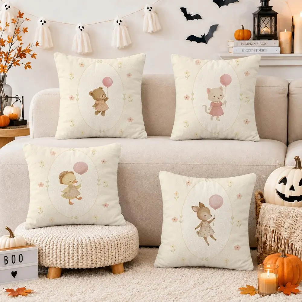 Cute duck and balloon Cushion Cover Throw Pillow Covers Decorative Cushion Covers for Sofa Living Room Halloween Decor
