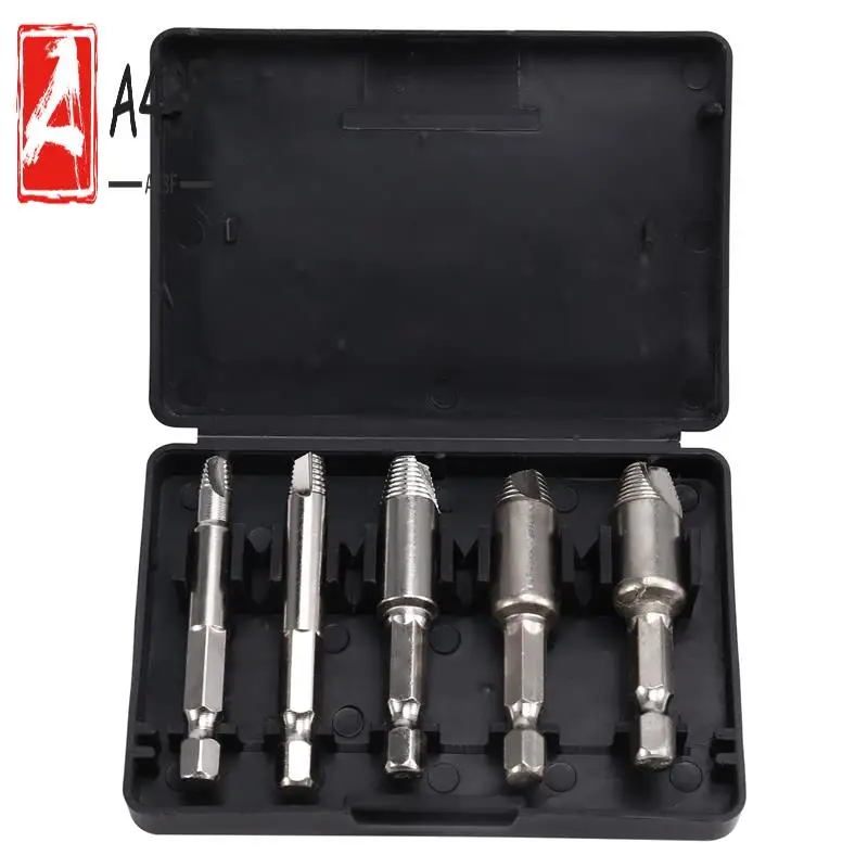 

A43F-5Pcs Damaged Screw Extractor Drill Bit High Speed Steel Double Easily Take Out Side Drill Out Broken Screw Remover Bolt