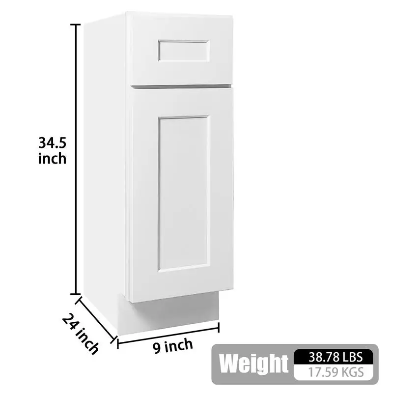 خزانة قاعدة بباب واحد من الخشب الصلب لتخزين الحمام والمطبخ مع أرفف قابلة للتعديل وجاهزة للتجميع (9 بوصات عرض ×