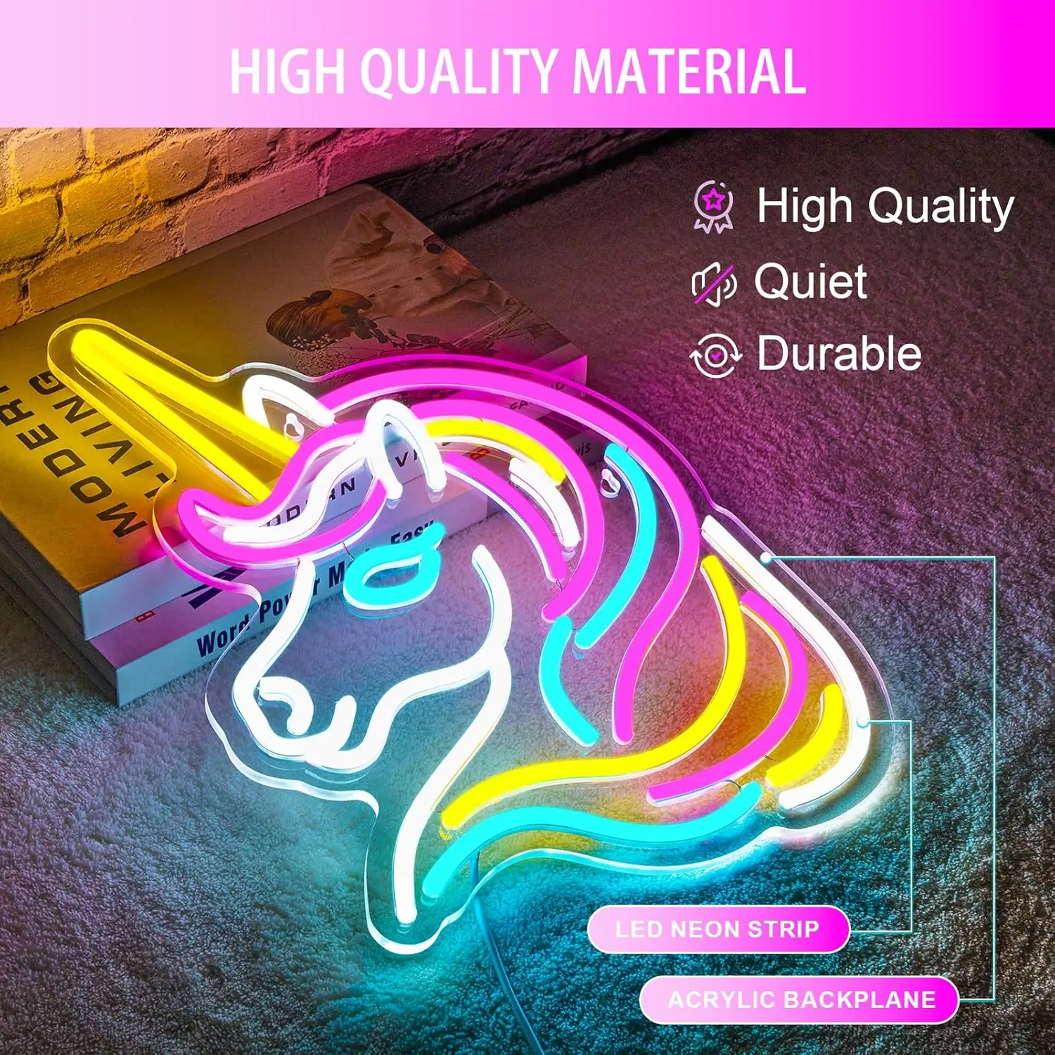 Unicorn Neon Sign Colorful Unicorn Neon Lights For Girls Room USB Led Signs Bedroom Wall Decor Room Birthday Party Gifts Lights