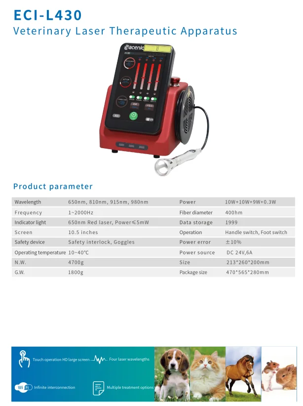 ECI-L430 Veterinary  Therapeutic Apparatus Easy to operate Cost effective Painless treatment No side effects