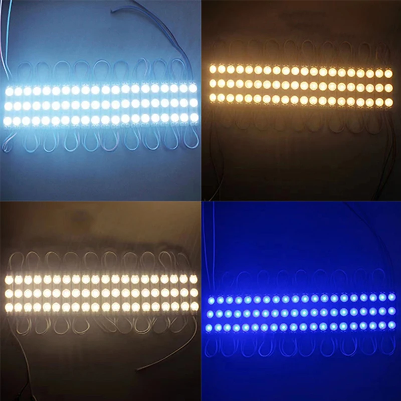 New 20pcs DC12V SMD 3 LED Module Injection Waterproof IP67 Decorative 2835 Hard Strip Bar Light Lamp White Red Green Blue