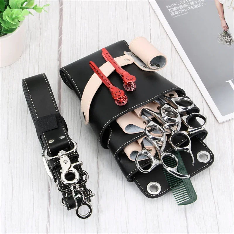 1PC 牛革ヘアはさみバッグコームケースウエストパックメッセンジャーバッグポーチホルダー理髪サロンプロフェッショナルペットはさみケース